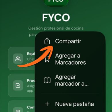Toca Compartir en el menú