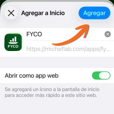 Toca Agregar arriba a la derecha