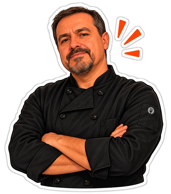 El chef de brazos cruzados, satisfecho